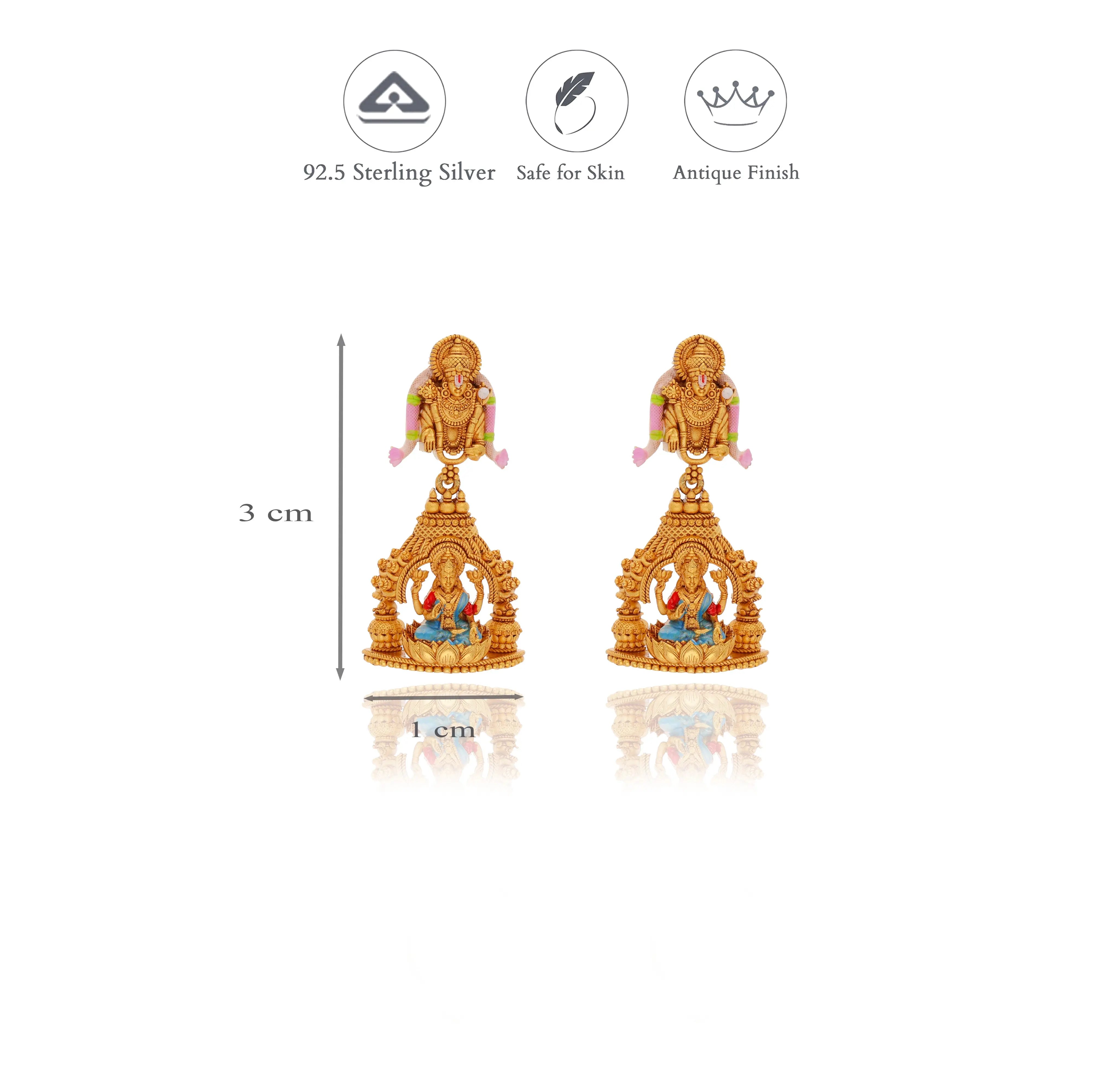 925 Silver Sri Venkateshwara Lakshmi Antique Jhumka