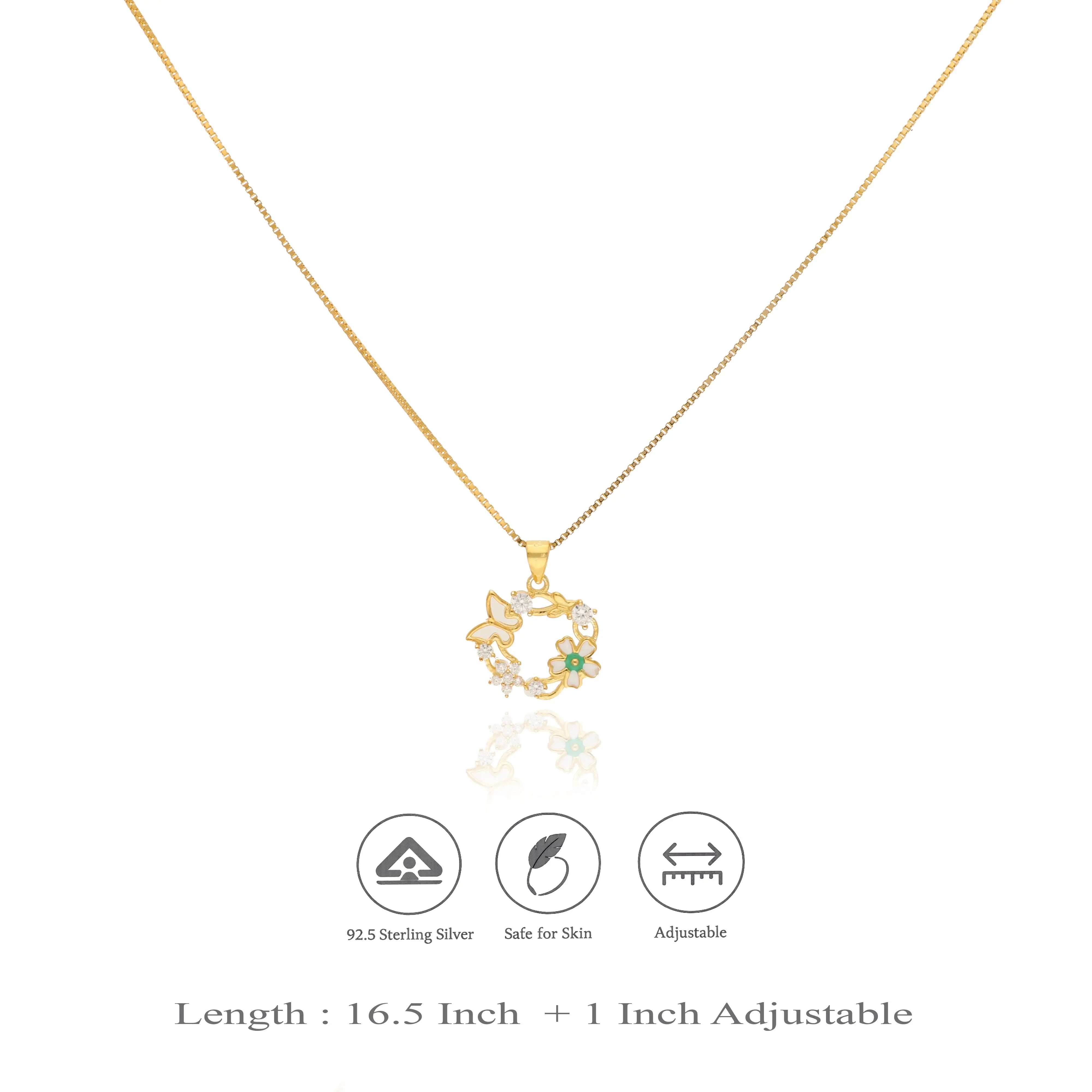 Floral Heart 925 Silver Chain Necklace