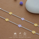 Tiny Blossom Silver Anklet(3-6 yrs)