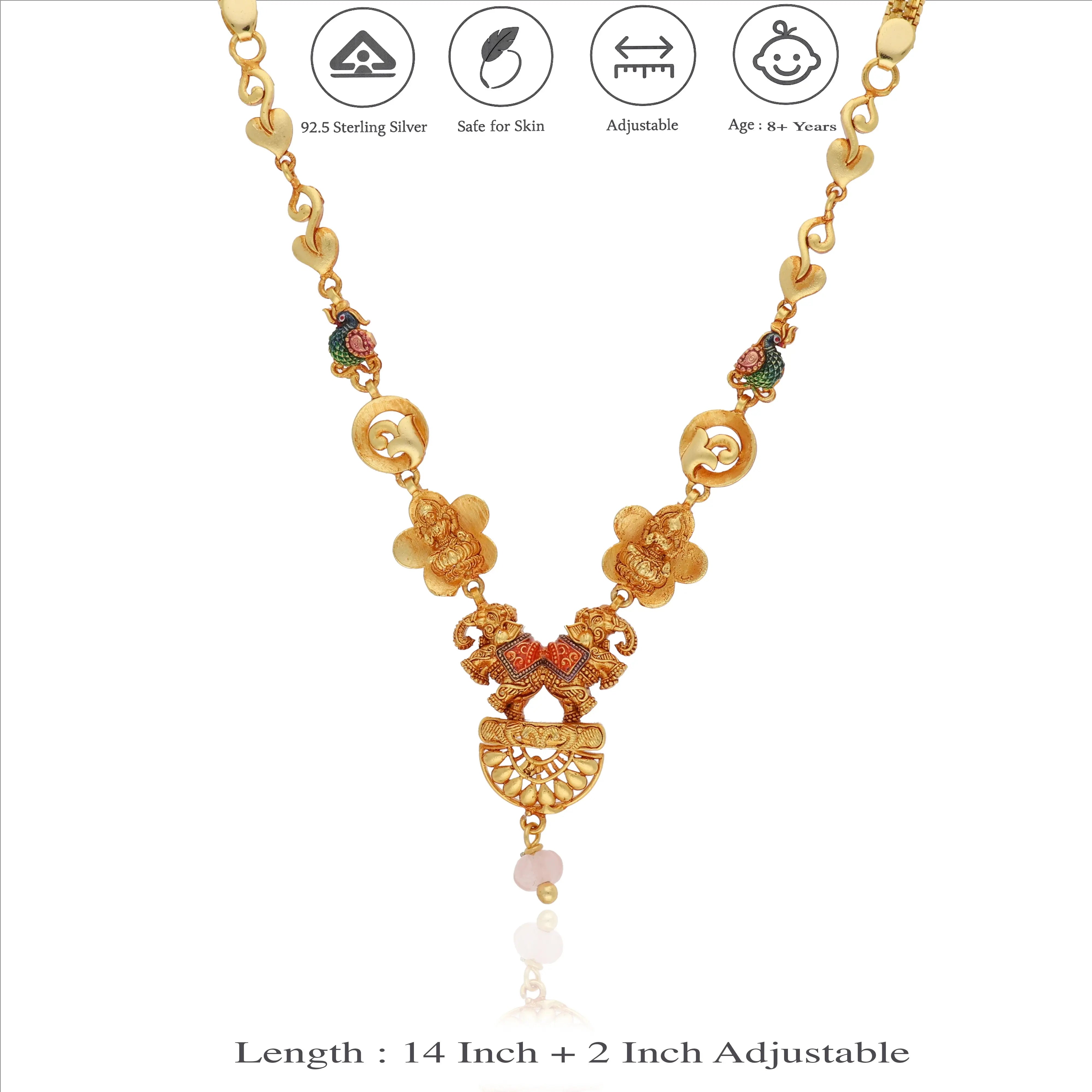 Gaja Jodi 925 Sterling Silver Temple Necklace
