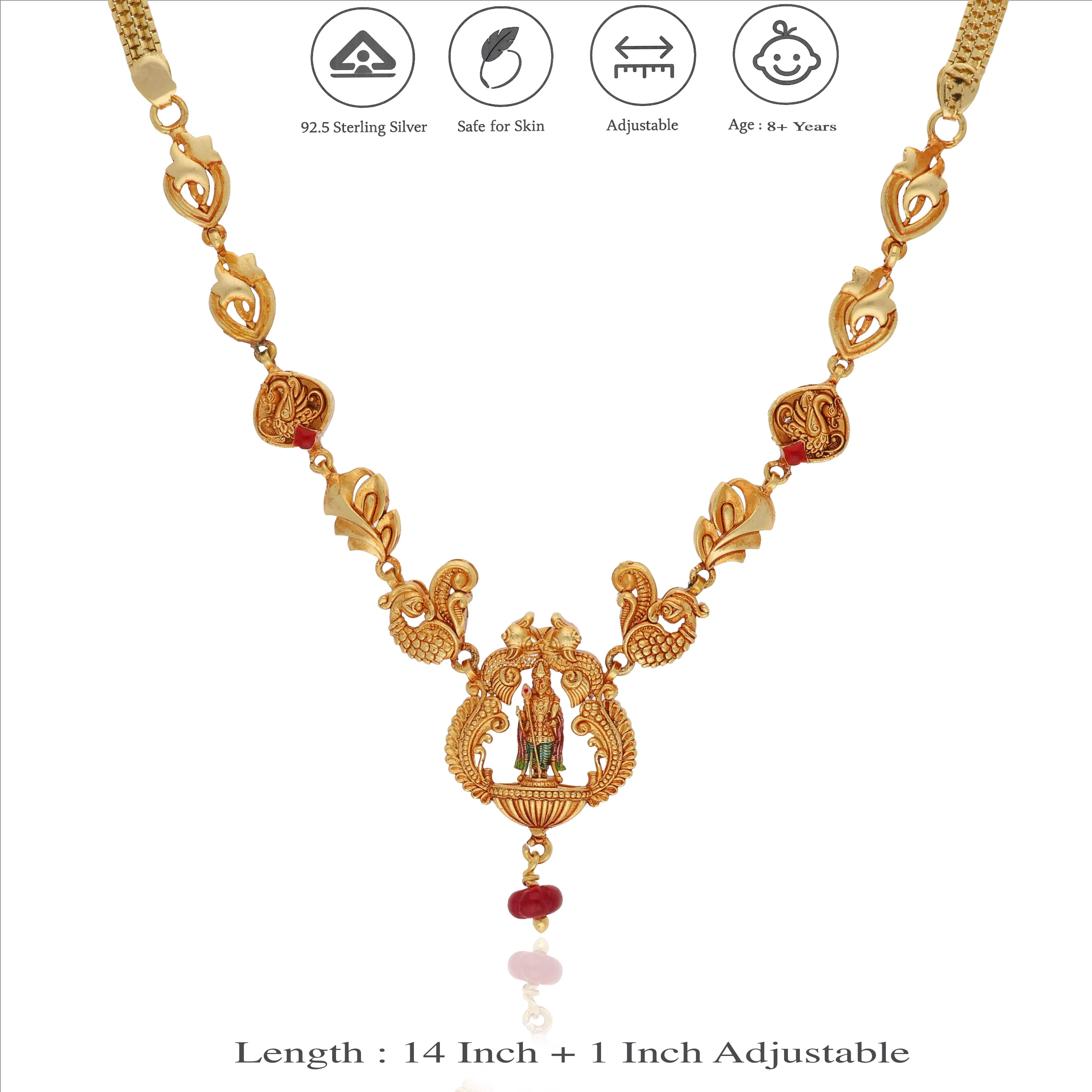 Rajavel Murugan 925 Silver Temple Necklace