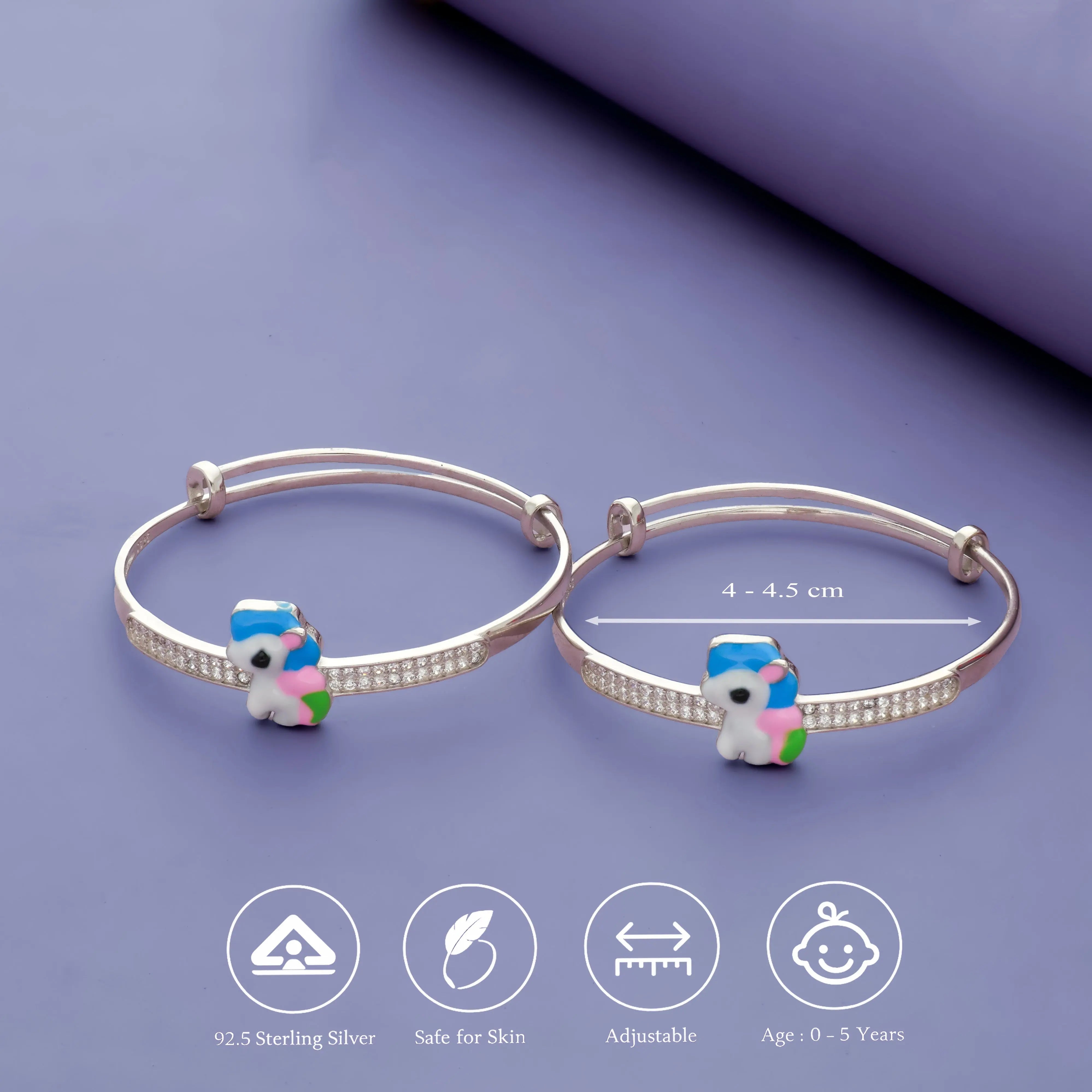 Magical Unicorn Sparkle 925 Silver Kids Bangles (0-5 Yrs)