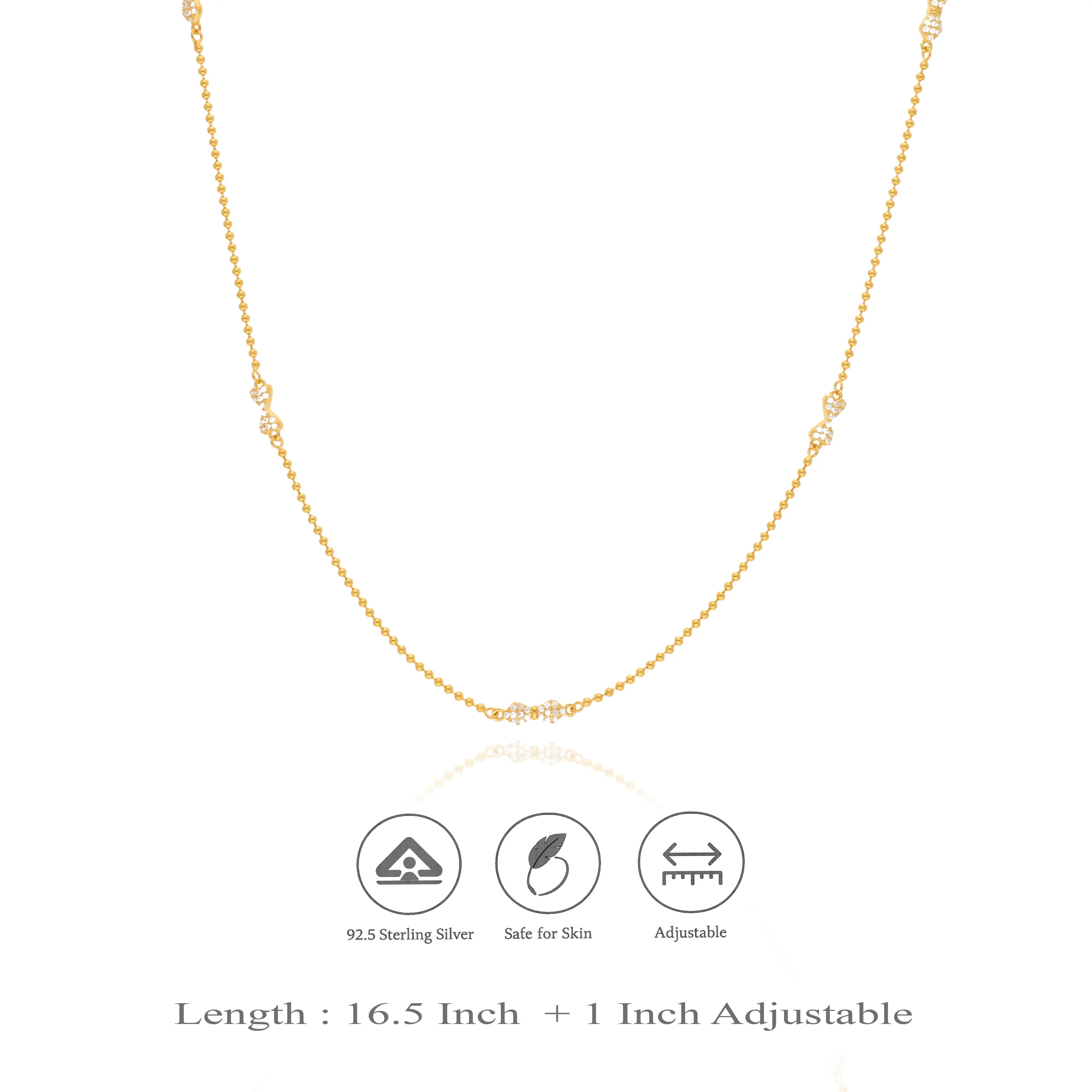 Elegant Bow Sparkle 925 Silver Chain Necklace