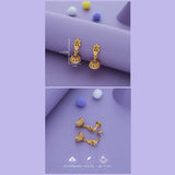 Dual Stone Anika Flower Gold Polish 925 Silver Jhumka