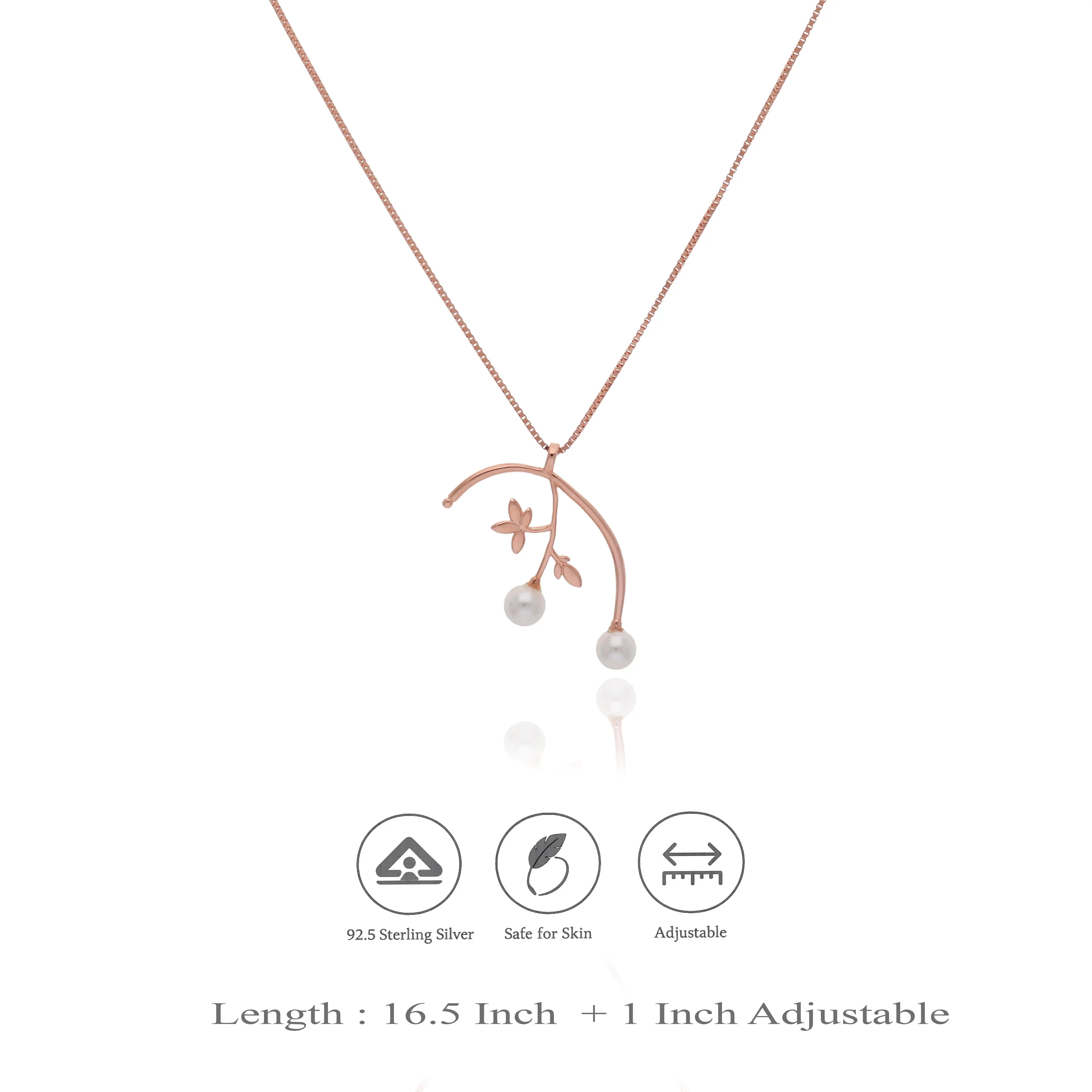 Pearl Blossom Branch 925 Silver Charm Necklace
