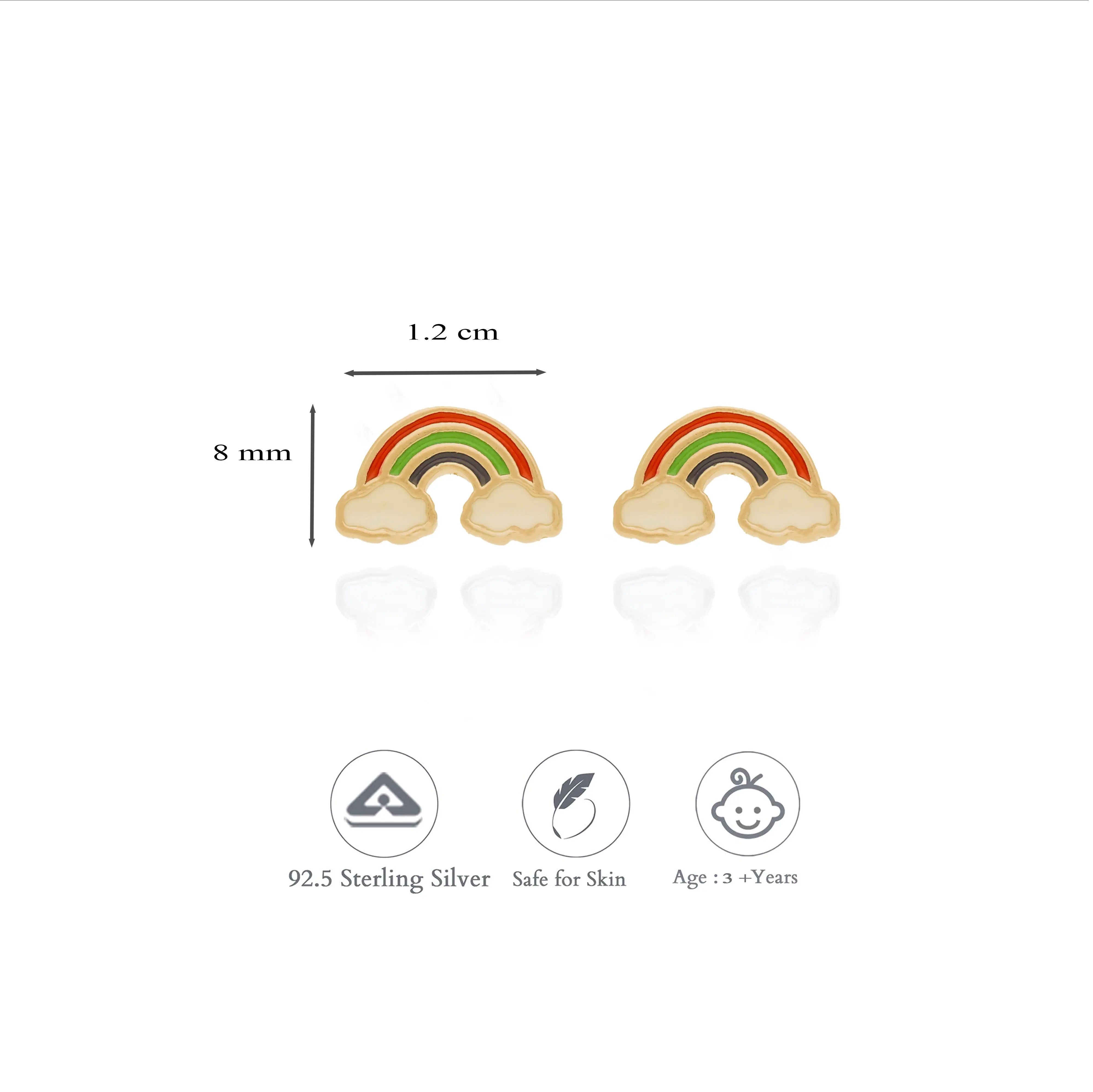 925 Sterling Silver Cloudly Rainbow Studs for Kids (3+ Yrs)