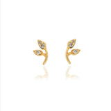 Twin Leaf 925 Silver Kids Stud Earring