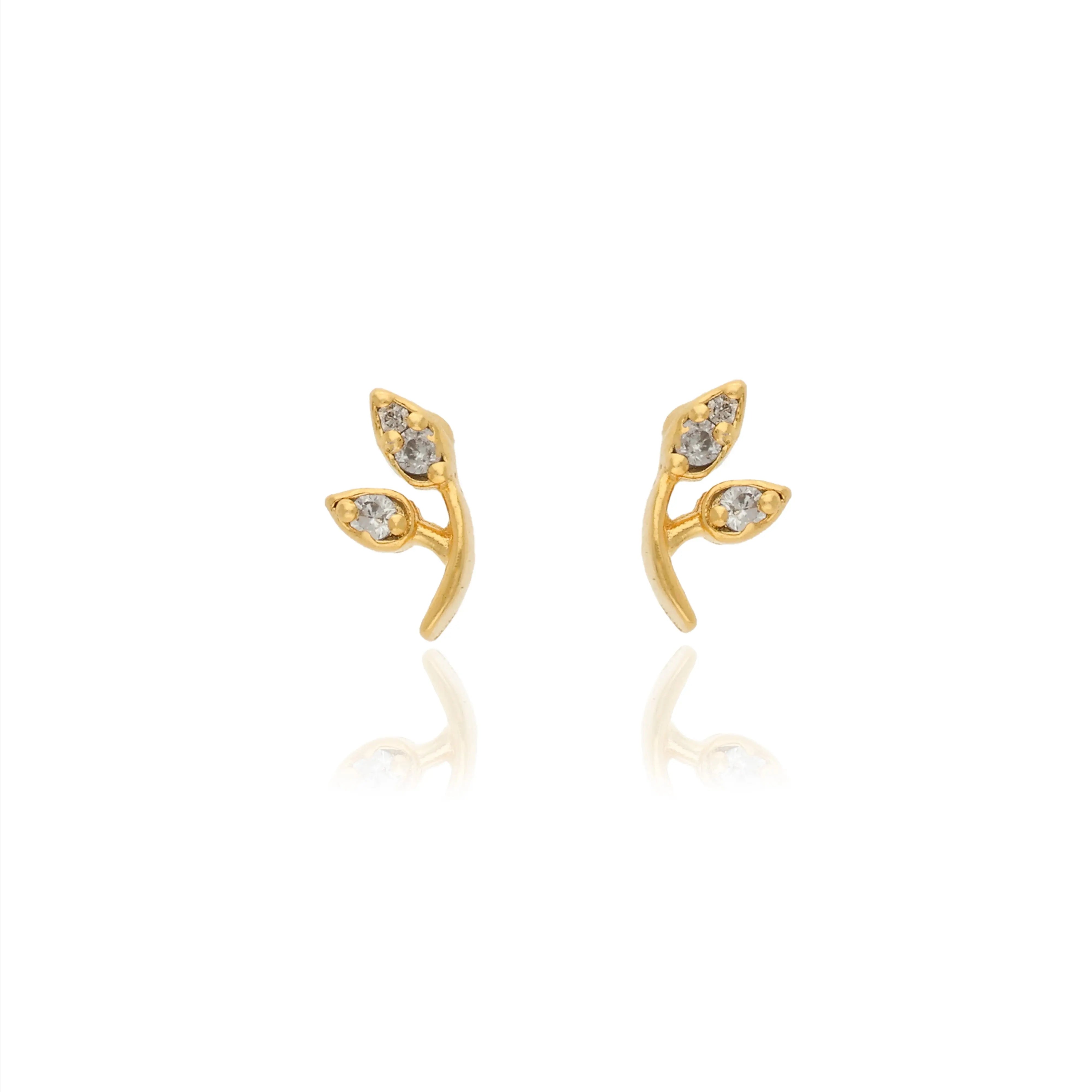 Twin Leaf 925 Silver Kids Stud Earring