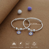 Little Evil Eye Protection Silver Kid Bangles (0-6 Yrs) | 925 Hallmark | Adjustable | Safe & Lightweight