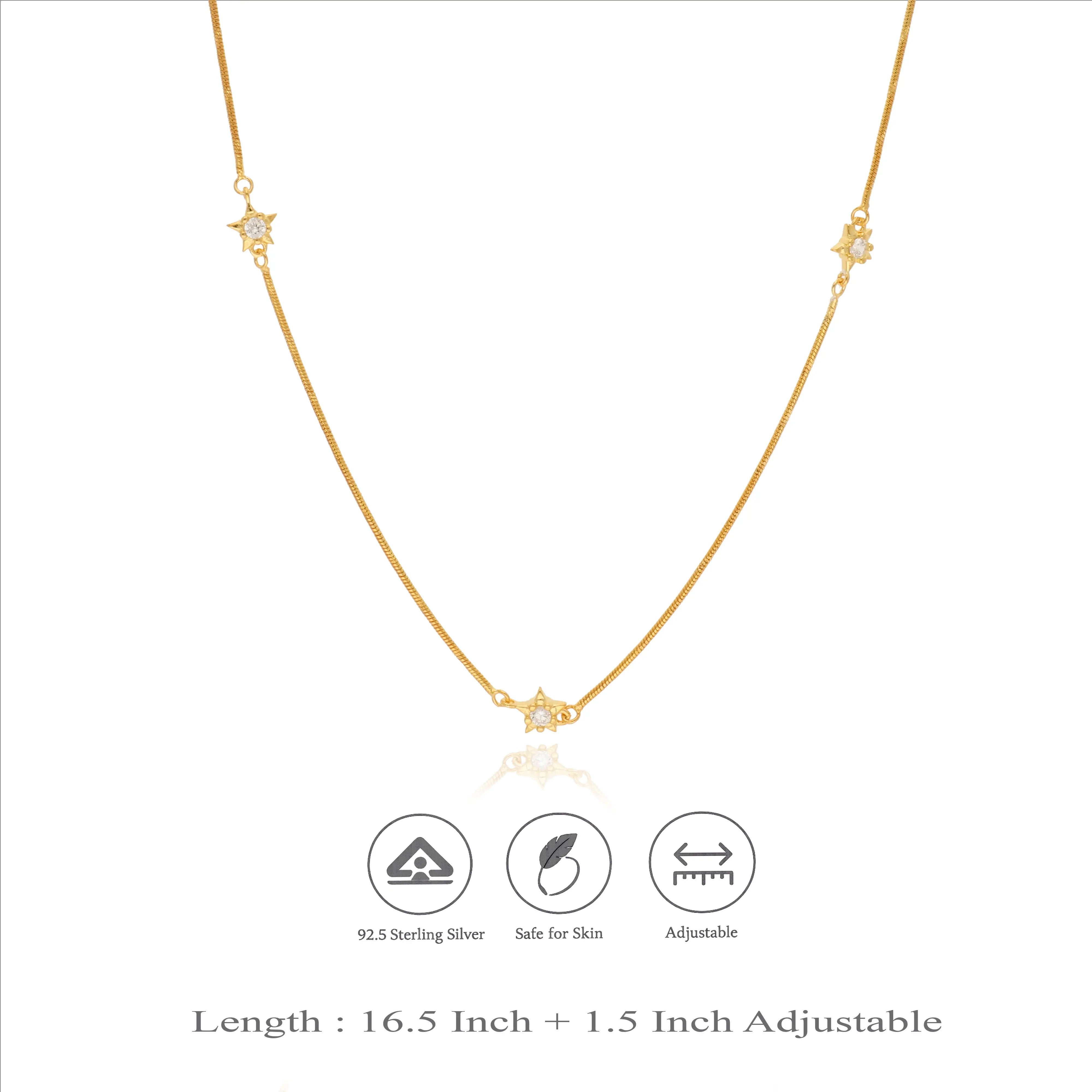 Star Stone Charm 925 Sterling Silver Chain Necklace