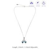 Blue Peppy Wheels Rose Gold Polish 925 Silver Kids Chain Pendant (3+ Years)