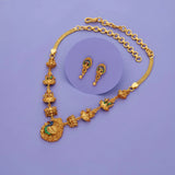 Peacock Rajwadi 925 Silver Gold Polish Necklace Set