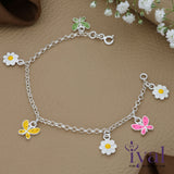 Mesmerizing Butterfly Flower Charm Silver Bracelet(3 - 6Yrs)