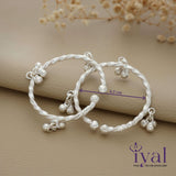 Vivid Twisted Silver Anklet for Baby Girl with Bells