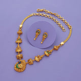 Peacock Rajwadi 925 Silver Gold Polish Necklace Set
