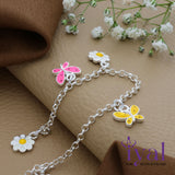 Mesmerizing Butterfly Flower Charm Silver Bracelet(3 - 6Yrs)