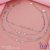 Multi Star Double Layer Adjustable Silver Anklet