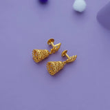 Pure Silver Gold Plated Leaf Design Jhumkas