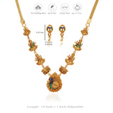 Peacock Rajwadi 925 Silver Gold Polish Necklace Set