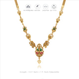 Green With Red Lotus Lakshmi 925 Gold Polish Silver Necklace
