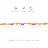 Rainbow Heart Charm 925 Gold Polish Silver Bracelet