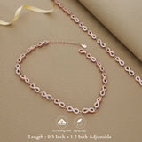 Dazzling Knot Rose Gold Silver Anklet