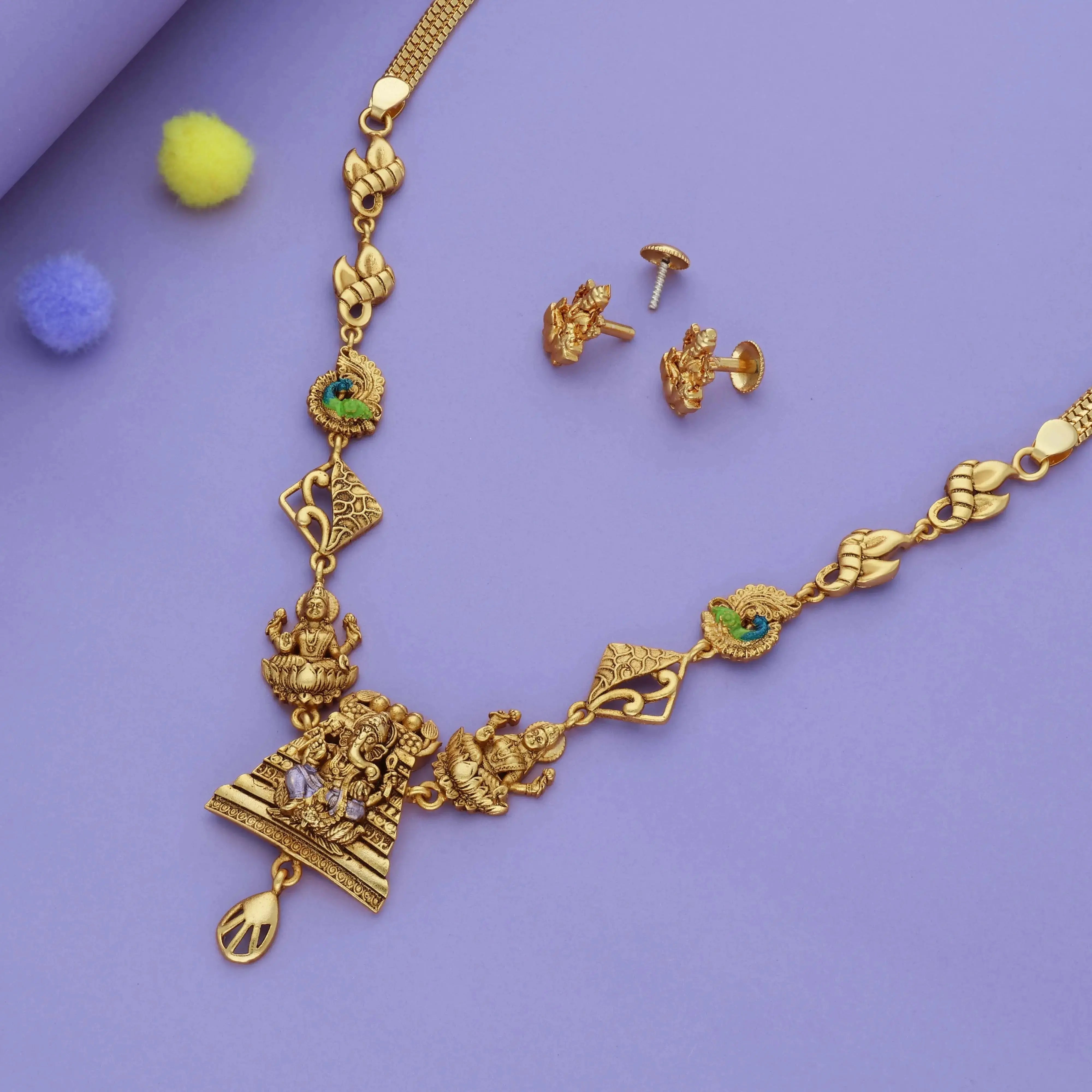 Trikon Divine Traditional 925 Silver Necklace Set