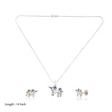 Vivid Unicorn 925 Silver Kids Chain Pendent Set(5+ Yrs)