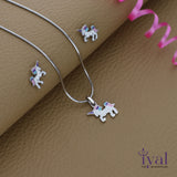 Vivid Unicorn 925 Silver Kids Chain Pendent Set(5+ Yrs)
