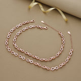 Dazzling Knot Rose Gold Silver Anklet