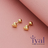 Cute Heart 14K Gold Polish Silver Stud for Kids