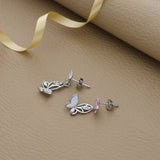Enamel Dual Butterfly 925 Silver Drop Earrings