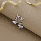 Enamel Dual Butterfly 925 Silver Drop Earrings