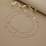 Sparkling Bloom Rose Gold Silver Anklet