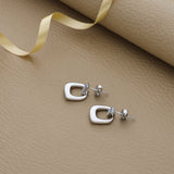 Chunky Square Link 925 Silver Drop Earrings