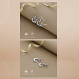 Chunky Square Link 925 Silver Drop Earrings
