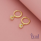 Enchanting Flower 14K Gold Polish Silver Hoop for Kids(3+ Yrs)
