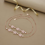 Dazzling Petal Rose Gold Silver Anklet