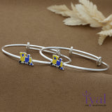 Train Adjustable Silver bangle for Kids(Pair)