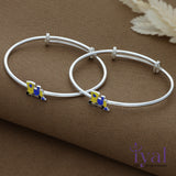 Train Adjustable Silver bangle for Kids(Pair)