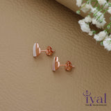 Half White Heart Rose Gold Polish 925 Silver Stud