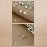 Half White Heart Rose Gold Polish 925 Silver Stud