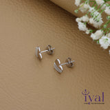 Half White Heart 925 Silver Stud