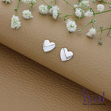 Half White Heart 925 Silver Stud