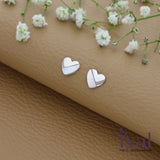 Half White Heart Rose Gold Polish 925 Silver Stud
