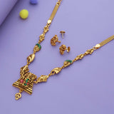 Vighnaharta Antique Peacock 925 Silver Necklace Set