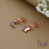 Twin Butterfly Rose Gold Polish 925 Silver Drop Earring