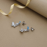 Blue Enamel Butterfly 925 Silver Drop Earring