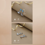 Blue Enamel Butterfly 925 Silver Drop Earring