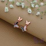 Twin Butterfly Rose Gold Polish 925 Silver Drop Earring